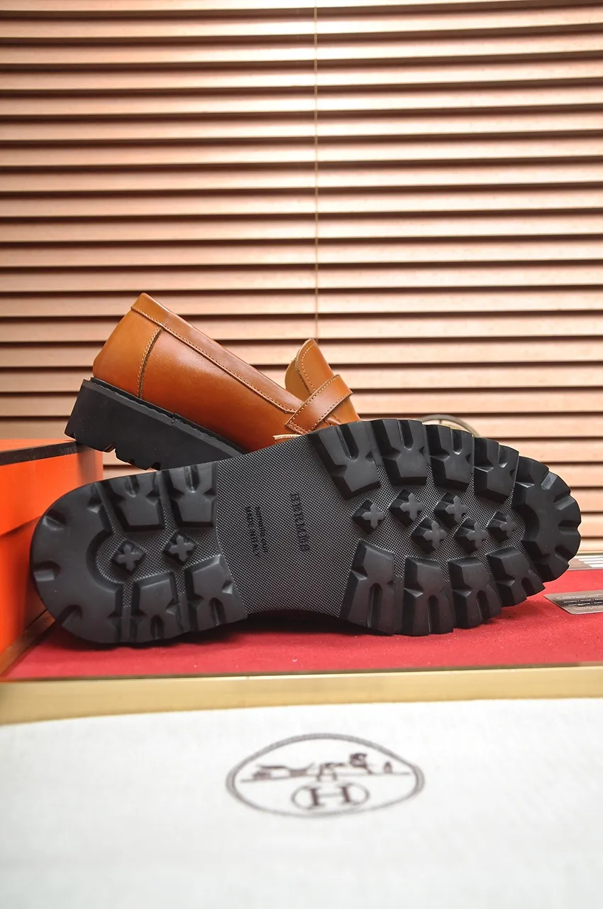 Men's Men's Shoes💰560💶[[HERMES]] (High-end Niuli) New 🍀 HERMES - top version of Ferragamo's classic casual leather shoes! Made of imported original cowhide, the inner top layer is comfortable cowhide lining! Original wear-resistant rubber outsole! High quality products! Code number 38-45 (45 customized)